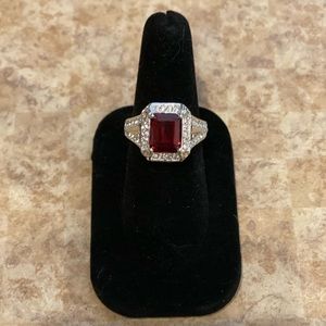 Elegantly Radiant CZ Cocktail Ring Ruby